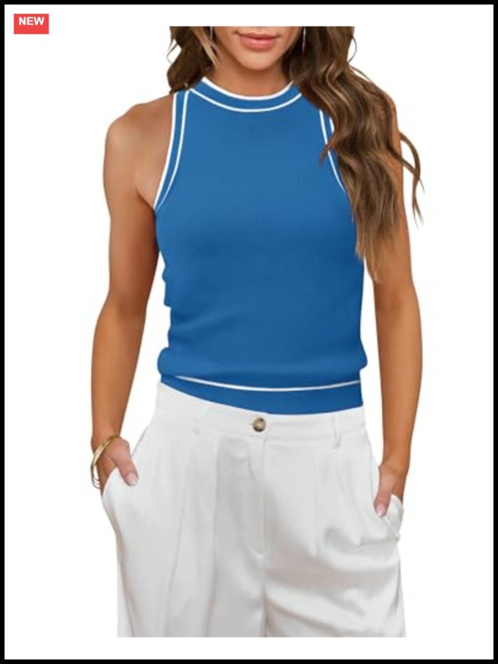 Ribbed Knit Halter Neck Crop Tank Top Sleeveless Racerback Slim Fit Summer Cami